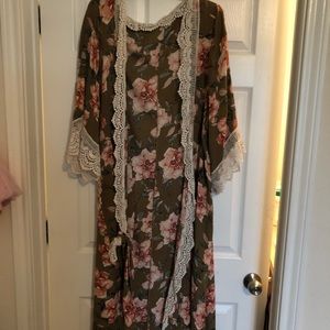 Long Olive Green Kimono